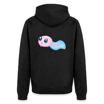 Süße Cyan Kaulquappe - Unisex Premium Bio Zip Hoodie - Schwarz - Hinten - Nico (187cm)