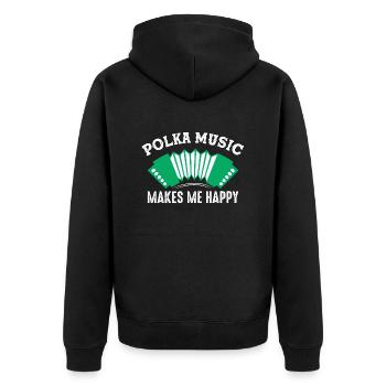Polka Music Makes Me Happy Accordéon Music - Veste à capuche bio Premium Unisexe - noir - Dos - Nico (187cm)