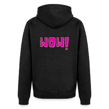 WOW - Unisex Premium Organic Zip Hoodie - black - Back - Nico (187cm)