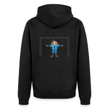 Fußball - Nummer Eins Torwart im Tor blau - Unisex Premium Bio Zip Hoodie - Schwarz - Hinten - Nico (187cm)