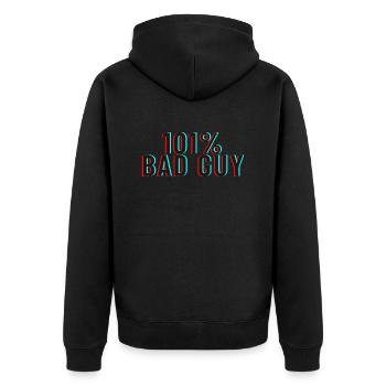 Lustige Sprüche - Unisex Premium Bio Zip Hoodie - Schwarz - Hinten - Nico (187cm)