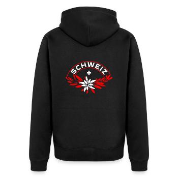 Swiss gentian - Unisex Premium Organic Zip Hoodie - black - Back - Nico (187cm)