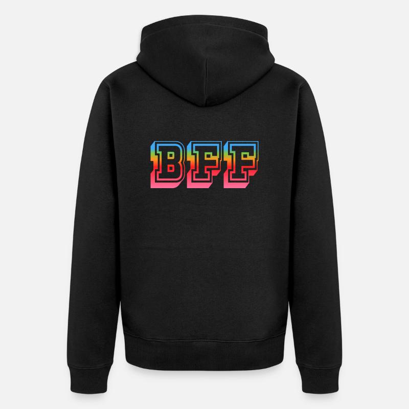 BFF Tshirt rainbowstar - Unisex Premium Bio Zip Hoodie - Schwarz
