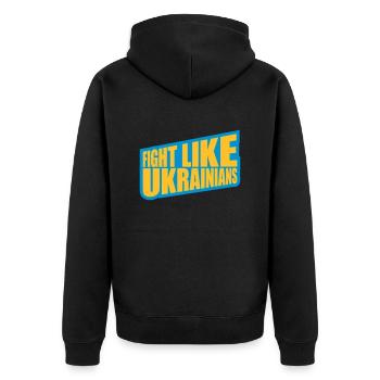 se battre comme citation des ukrainiens - Veste à capuche bio Premium Unisexe - noir - Dos - Nico (187cm)