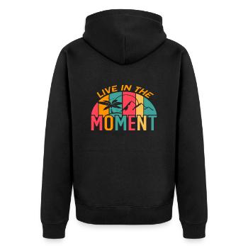 Vivez l’instant présent - Veste à capuche bio Premium Unisexe - noir - Dos - Nico (187cm)