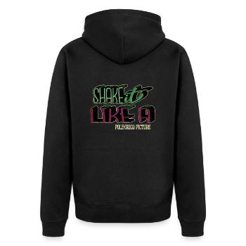 computer dino awkward present couples dinosaurs - Unisex Premium Bio Zip Hoodie - Schwarz - Hinten - Nico (187cm)
