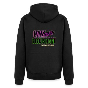 electrician bib humor present retired happy funny - Unisex Premium Bio Zip Hoodie - Schwarz - Hinten - Nico (187cm)