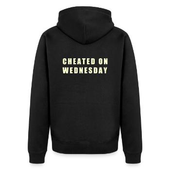 Seitensprung - Fremdgeher - Unisex Premium Bio Zip Hoodie - Schwarz - Hinten - Nico (187cm)