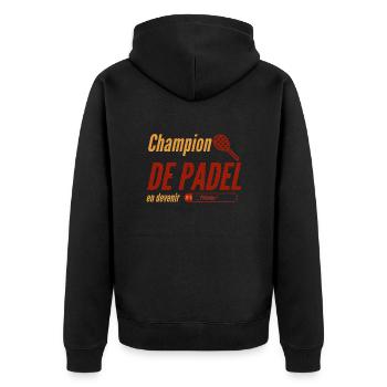 Champion de padel en devenir, patience, cadeau - Veste à capuche bio Premium Unisexe - noir - Dos - Nico (187cm)