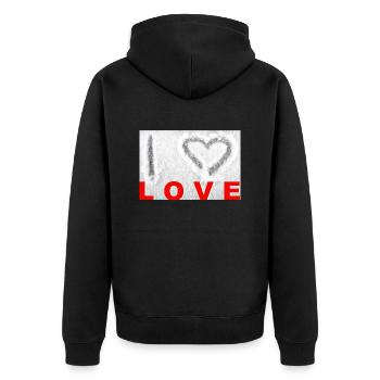 ZoffArt I love LOVE - Unisex Premium Bio Zip Hoodie - Schwarz - Hinten - Nico (187cm)
