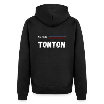 super tonton - t-shirt assorti - Veste à capuche bio Premium Unisexe - noir - Dos - Nico (187cm)