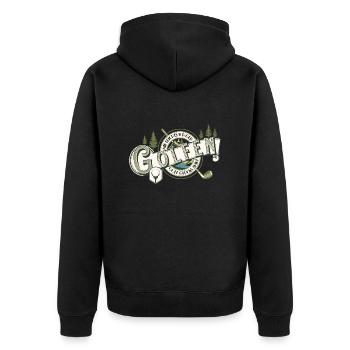 Golf Hobby Vintage Mountain Funny - Unisex Premium Bio Zip Hoodie - Schwarz - Hinten - Nico (187cm)