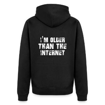 I'm Older Than The Internet - Unisex Premium Organic Zip Hoodie - black - Back - Nico (187cm)