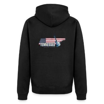 Tennessee Vereinigte Staaten Retro Landkarte USA - Unisex Premium Bio Zip Hoodie - Schwarz - Hinten - Nico (187cm)