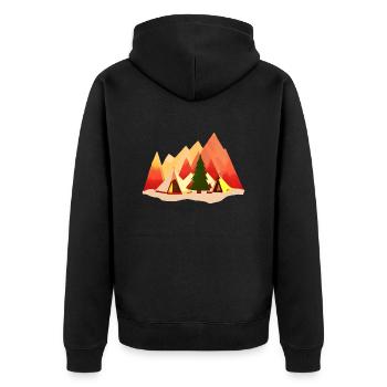 Camping Motorhome Gift Tents Caravan Camp - Unisex Premium Organic Zip Hoodie - black - Back - Nico (187cm)