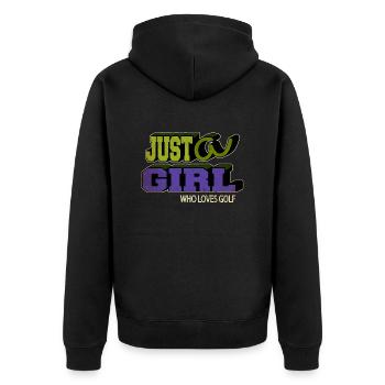 golfcoachgifts fun gift putter golfgift golfduvet - Unisex Premium Organic Zip Hoodie - black - Back - Nico (187cm)