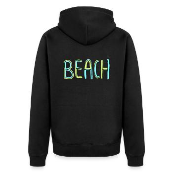 Beach 13 - Unisex Premium Bio Zip Hoodie - Schwarz - Hinten - Nico (187cm)