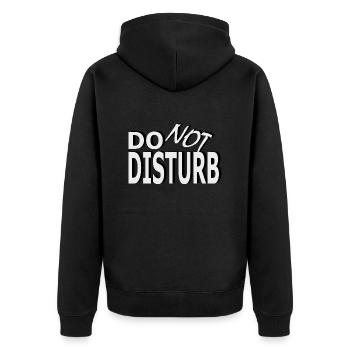Message: Do Not Disturb - Unisex Premium Organic Zip Hoodie - black - Back - Nico (187cm)