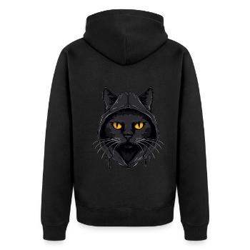 Katzenkopf Schwarze Katze Bombay Happy Cat Katzen - Unisex Premium Bio Zip Hoodie - Schwarz - Hinten - Nico (187cm)