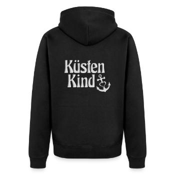 Küsten Kind Küsten Kind. Meer norddeutsch Hamburg - Unisex Premium Bio Zip Hoodie - Schwarz - Hinten - Nico (187cm)
