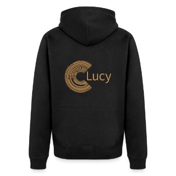For Lucy - Unisex Premium Organic Zip Hoodie - black - Back - Nico (187cm)