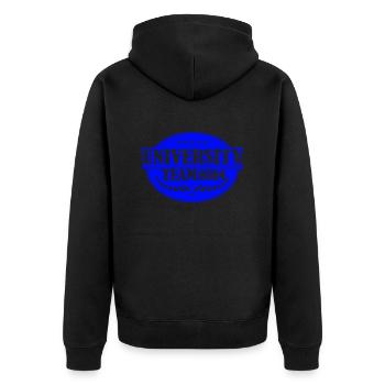 University Team 2024 - Unisex Premium Bio Zip Hoodie - Schwarz - Hinten - Nico (187cm)