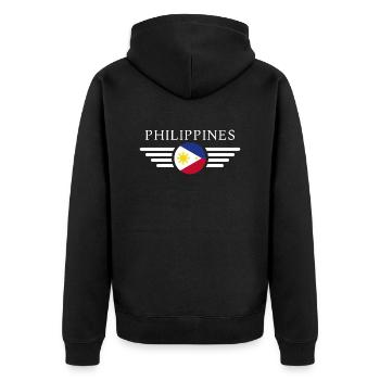 T-shirt de conception de style philippin - Veste à capuche bio Premium Unisexe - noir - Dos - Nico (187cm)