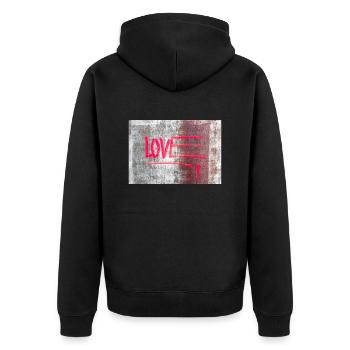 LOVE painted on rusty panel - Unisex Premium Organic Zip Hoodie - black - Back - Nico (187cm)