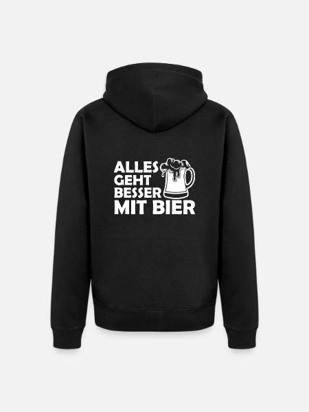 Bier Alkohol Party Getränk - Unisex Premium Bio Zip Hoodie - Schwarz