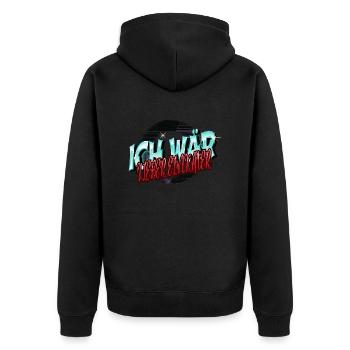 spruch streunerkatze seekatze lieben meerkatze - Unisex Premium Bio Zip Hoodie - Schwarz - Hinten - Nico (187cm)