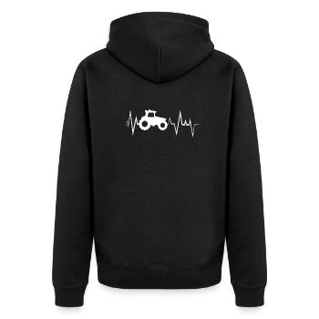 Tractor Heartbeat Farmer Gift - Unisex Premium Organic Zip Hoodie - black - Back - Nico (187cm)