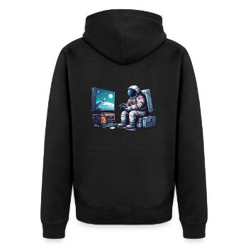 Astronaut Gaming - Unisex Premium Bio Zip Hoodie - Schwarz - Hinten - Nico (187cm)
