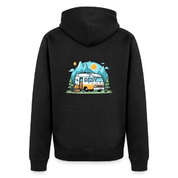 Vanlife - Unisex Premium Bio Zip Hoodie - Schwarz - Hinten - Nico (187cm)