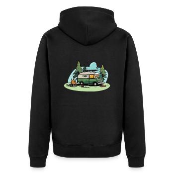 Vanlife - Unisex Premium Bio Zip Hoodie - Schwarz - Hinten - Nico (187cm)