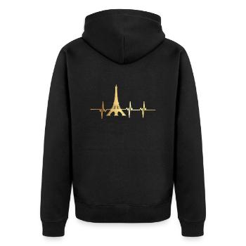 Herzschlag des Eiffelturms - Unisex Premium Bio Zip Hoodie - Schwarz - Hinten - Nico (187cm)