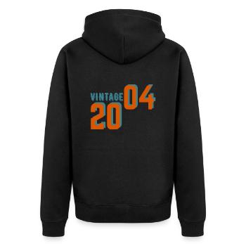 Vintage Retro 2004 - Unisex Premium Bio Zip Hoodie - Schwarz - Hinten - Nico (187cm)