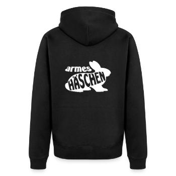 Armes Häschen - Unisex Premium Bio Zip Hoodie - Schwarz - Hinten - Nico (187cm)