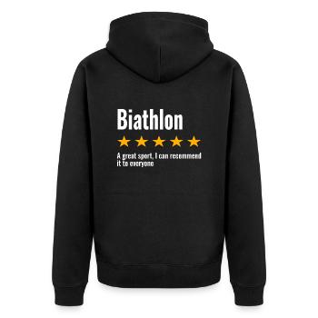 Dicton des sports d’hiver de biathlon - Veste à capuche bio Premium Unisexe - noir - Dos - Nico (187cm)