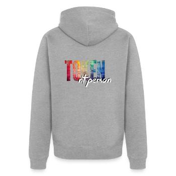 Einer ist immer neurotypisch: Die Token NT-Person! - Unisex Premium Bio Zip Hoodie - Grau meliert - Hinten - Nico (187cm)