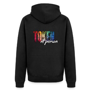 One is always neurotypical: the Token NT person! - Unisex Premium Organic Zip Hoodie - black - Back - Nico (187cm)