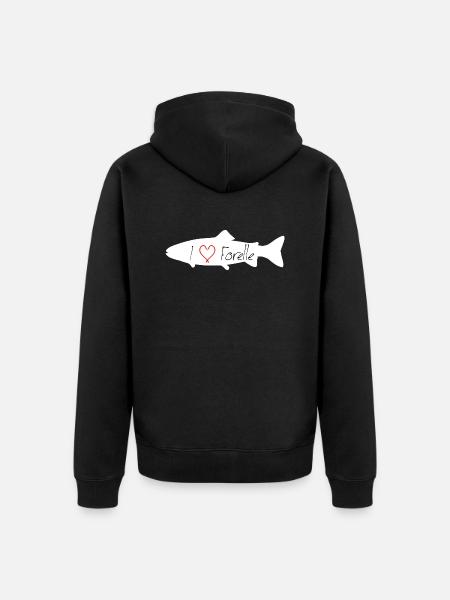 I love Trout White - Unisex Premium Organic Zip Hoodie - black