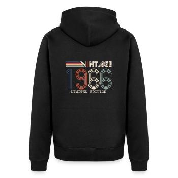 Vintage 1966 Anniversary Gift - Vintage 1966 - Unisex Premium Organic Zip Hoodie - black - Back - Nico (187cm)