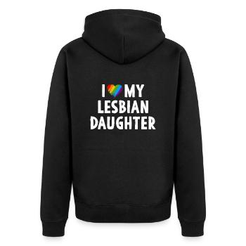 J’aime ma fille lesbienne Famille LGBT - Veste à capuche bio Premium Unisexe - noir - Dos - Nico (187cm)