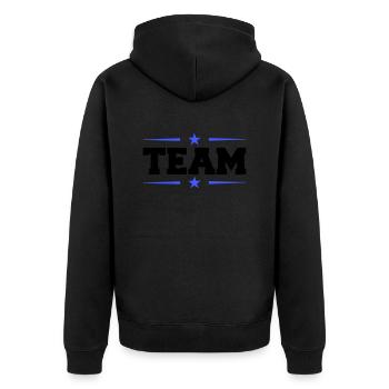 team - Unisex Premium Bio Zip Hoodie - Schwarz - Hinten - Nico (187cm)