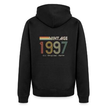 Episch und legendär geboren 1997: 27. Geburtstag - Unisex Premium Bio Zip Hoodie - Schwarz - Hinten - Nico (187cm)