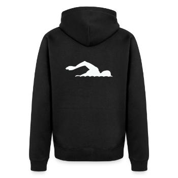 swimming - Unisex Premium Bio Zip Hoodie - Schwarz - Hinten - Nico (187cm)