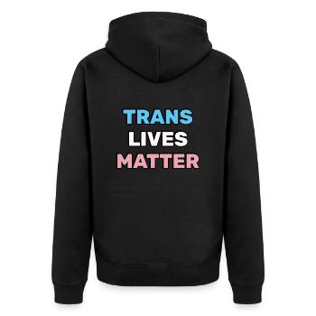 Les vies trans comptent - Fierté transgenre - Veste à capuche bio Premium Unisexe - noir - Dos - Nico (187cm)