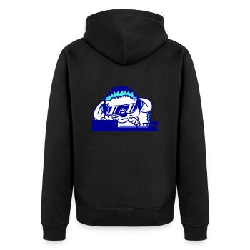 Lustiger Cooler DJ Igel Mischpult Party Musik Spaß - Unisex Premium Bio Zip Hoodie - Schwarz - Hinten - Nico (187cm)