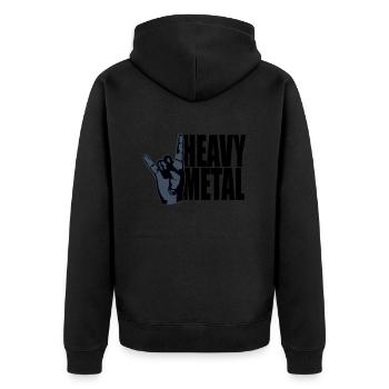 Heavy Metal Rock Musique Cors Geste Main Texte Logo - Veste à capuche bio Premium Unisexe - noir - Dos - Nico (187cm)