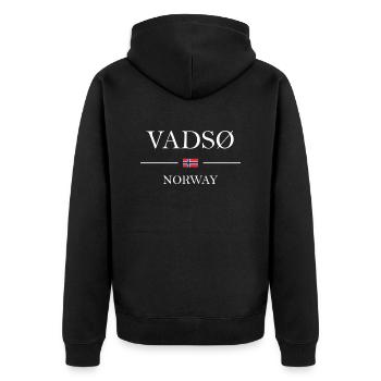 Norvège - Vadsø blanc - Veste à capuche bio Premium Unisexe - noir - Dos - Nico (187cm)